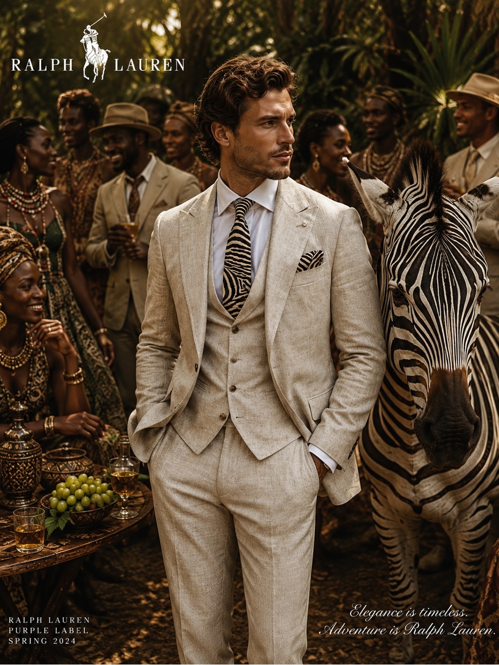 🔥🦓RL AUTUMN 26’🔥🆕💯AUTH RALPH LAUREN PURPLE LABEL EXQUISITE ZEBRA🦓DECO MOTIF TIE